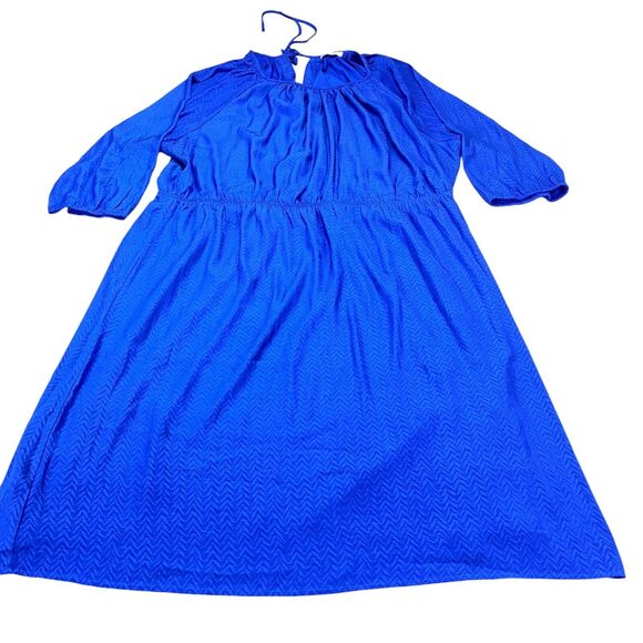 Skies Are Blue Dress Womens 3X Blue Lined Cinched Waist Round Neck Pullover - Picture 15 of 16